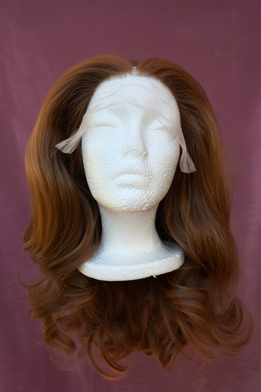 Auburn Wig — Lush Mauve Background