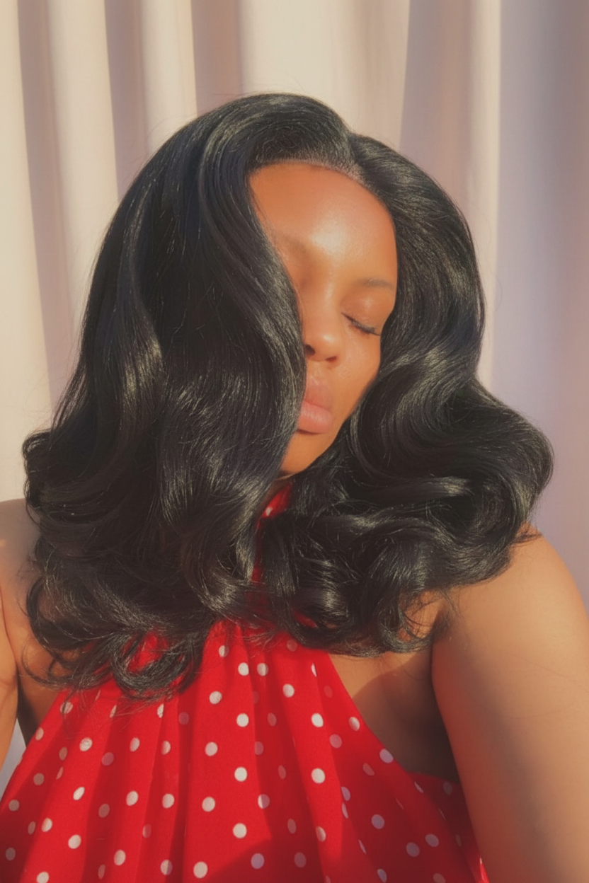Wig – Soft Cream Mauve Background