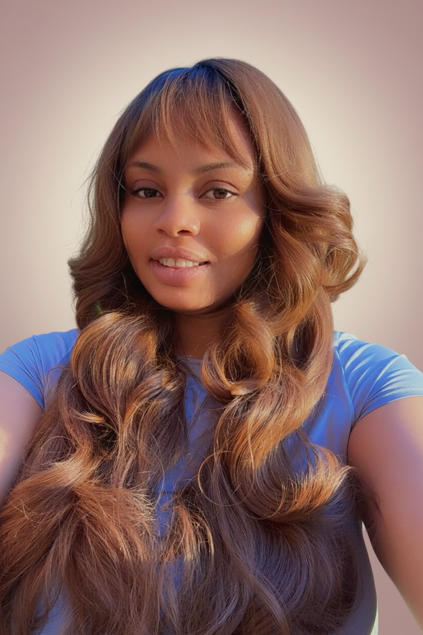 Wig – Soft Cream Mauve Background